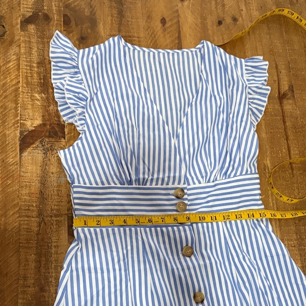 Cupshe Blue Striped V-Neck Flutter Sleeve Mini Dress NWT - Picture 9 of 13